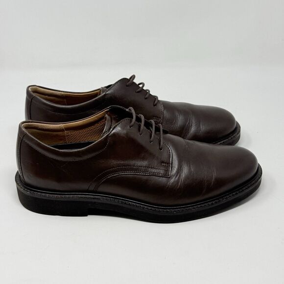 Ecco Metropole London Derby Casual Shoes Mens 10 EU 44 Brown Leather Plain Toe